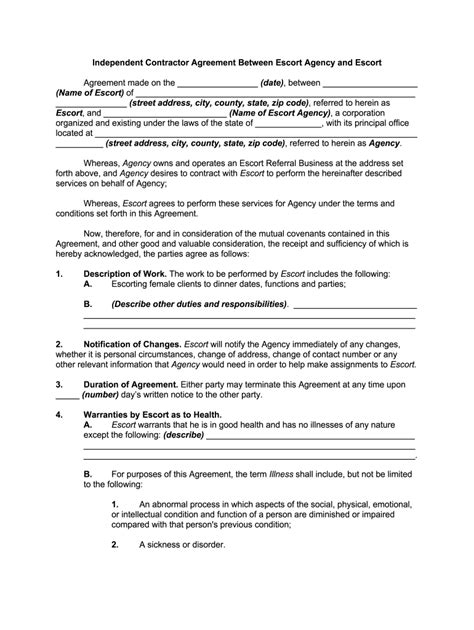 Escort agency contract template: Fill out & sign online 